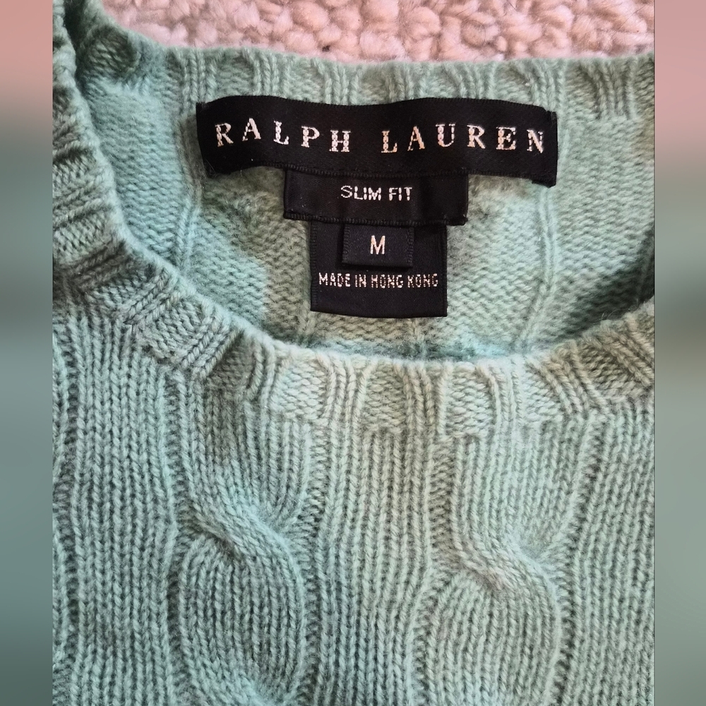 Ralph Lauren Mint Green Cable Knit Sweater